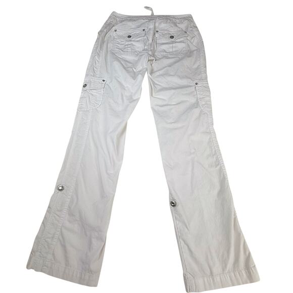 INC White Cargo Utility Pants Bling Buttons Zip Front Drawstring Waist - Picture 2 of 16